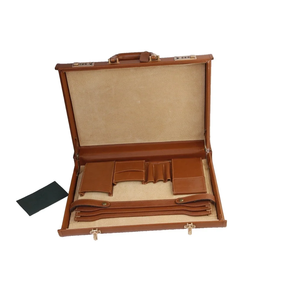Vintage Coach Briefcase British Tan Leather Hardside Attache Presto Combination